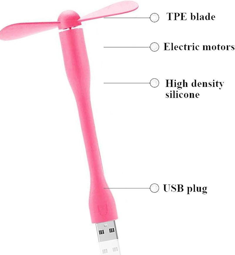 Soseelnee Mini USB Fan, Portable Pocket Fan USB-A Powered Little Cooler, Quiet Operation, for Home Office Car Outdoor Travel- 4 Pack (Pink) - Image 4
